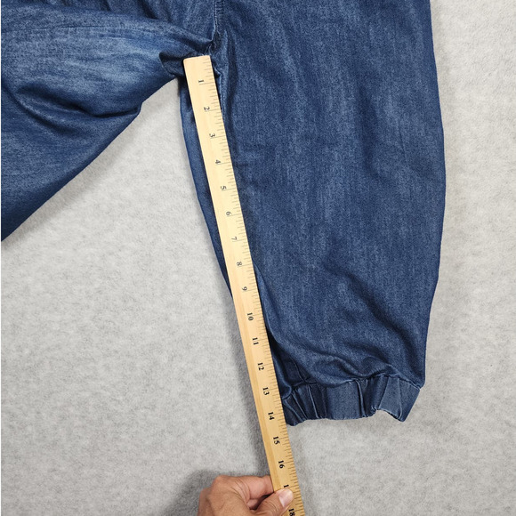 Gold Drama Girl's Sz M VTG Y2k Chambray Elastic Waist Strapless Jumpsuit - Picture 11 of 13